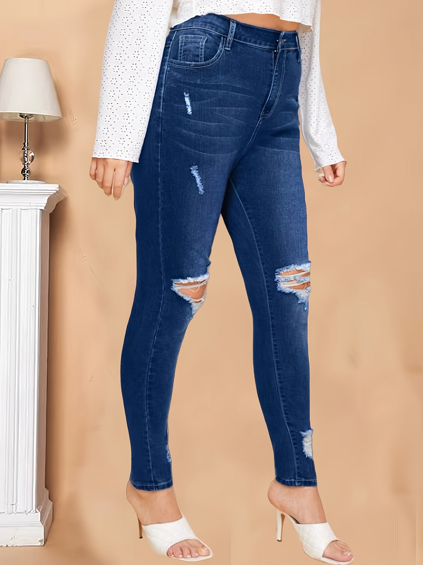 High Rise Ripped Skinny Jeans