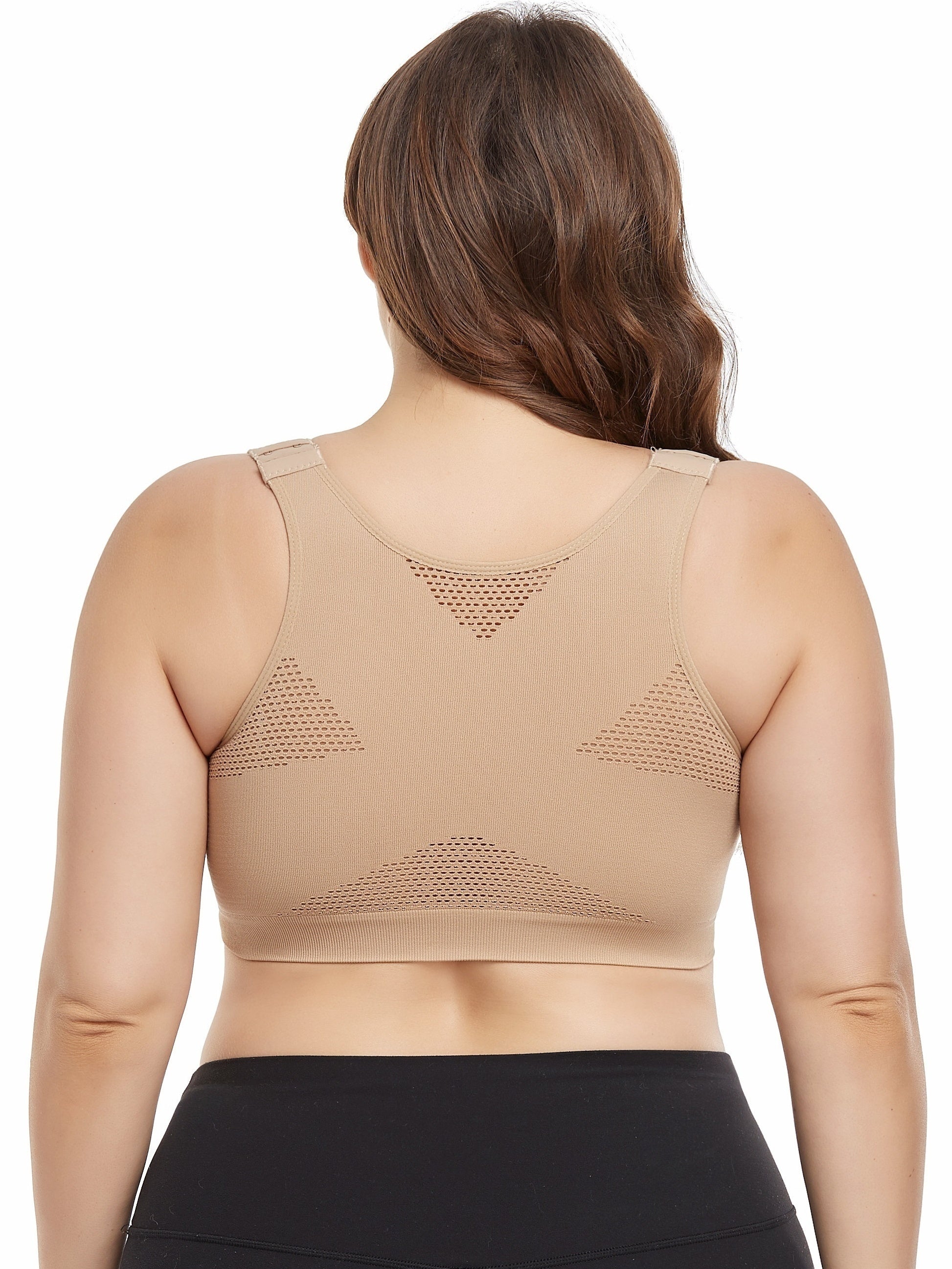Front Closure Wireless Sports Bra Adjustable Strap Seamless Elastic Yoga Fitness