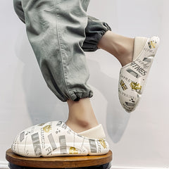 Men's Winter Letter Graphic Plush Slippers