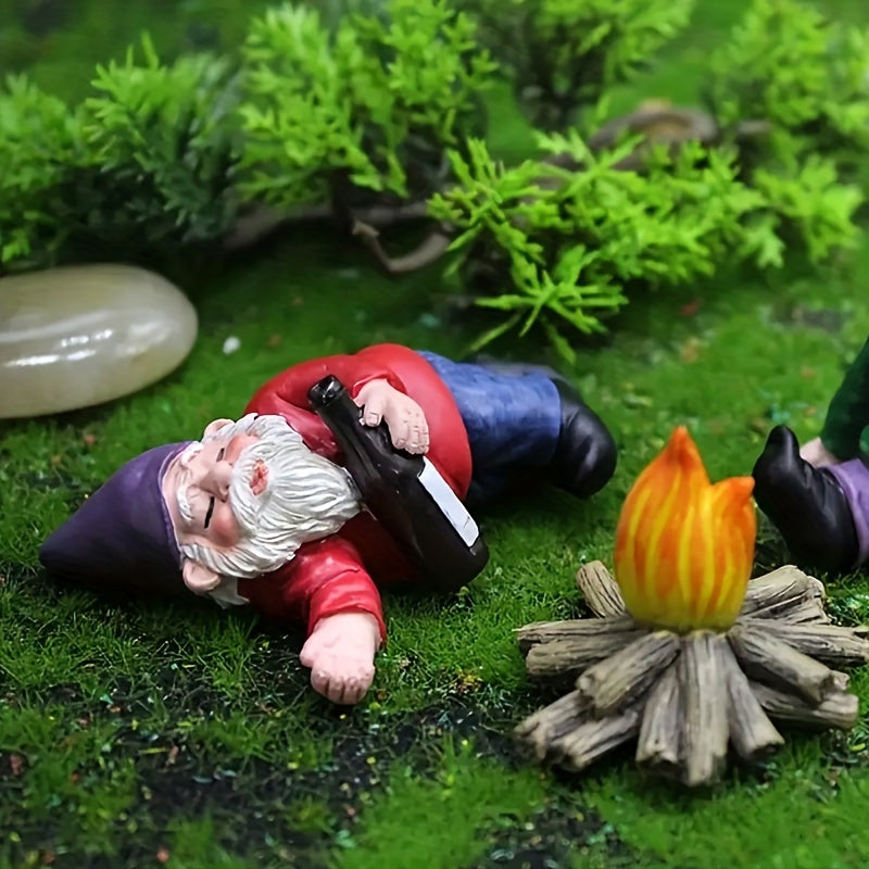 4pcs Mini Gnomes Resin Statues for Fairy Garden & Bonsai Decor