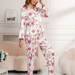 Floral Print Pajama Set Long Sleeve Top & Pants