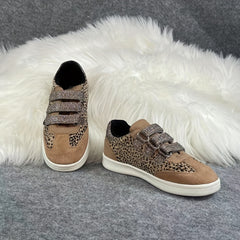 Girl's Leopard Skate Shoes Hook And Loop Fastener Sneakers