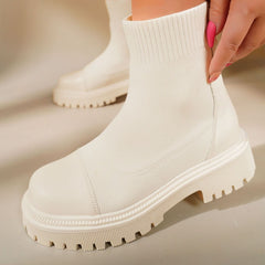 Women's Knit Platform Slip On Sock Boots