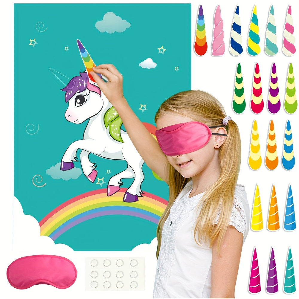 Corner Unicorn Party Game with 34pcs Unicorn Supplies - Wall Decor