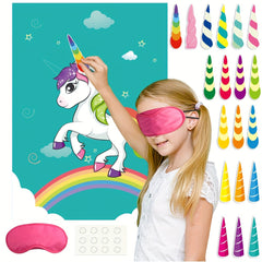 Corner Unicorn Party Game with 34pcs Unicorn Supplies - Wall Decor