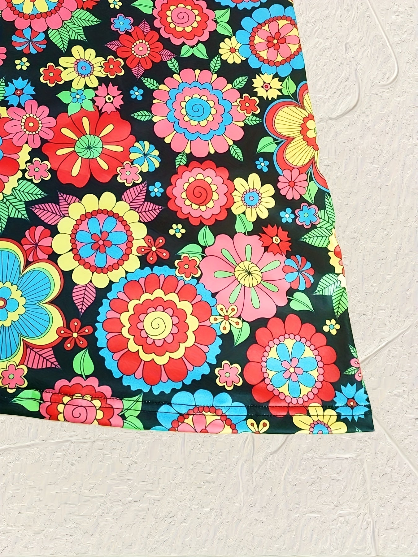 Floral Print Bell Sleeve Plus Size Dress