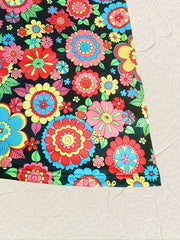 Floral Print Bell Sleeve Plus Size Dress