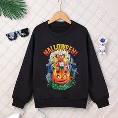 Boy's Bear & Pumpkin Graphic Sweatshirt for Fall Winter