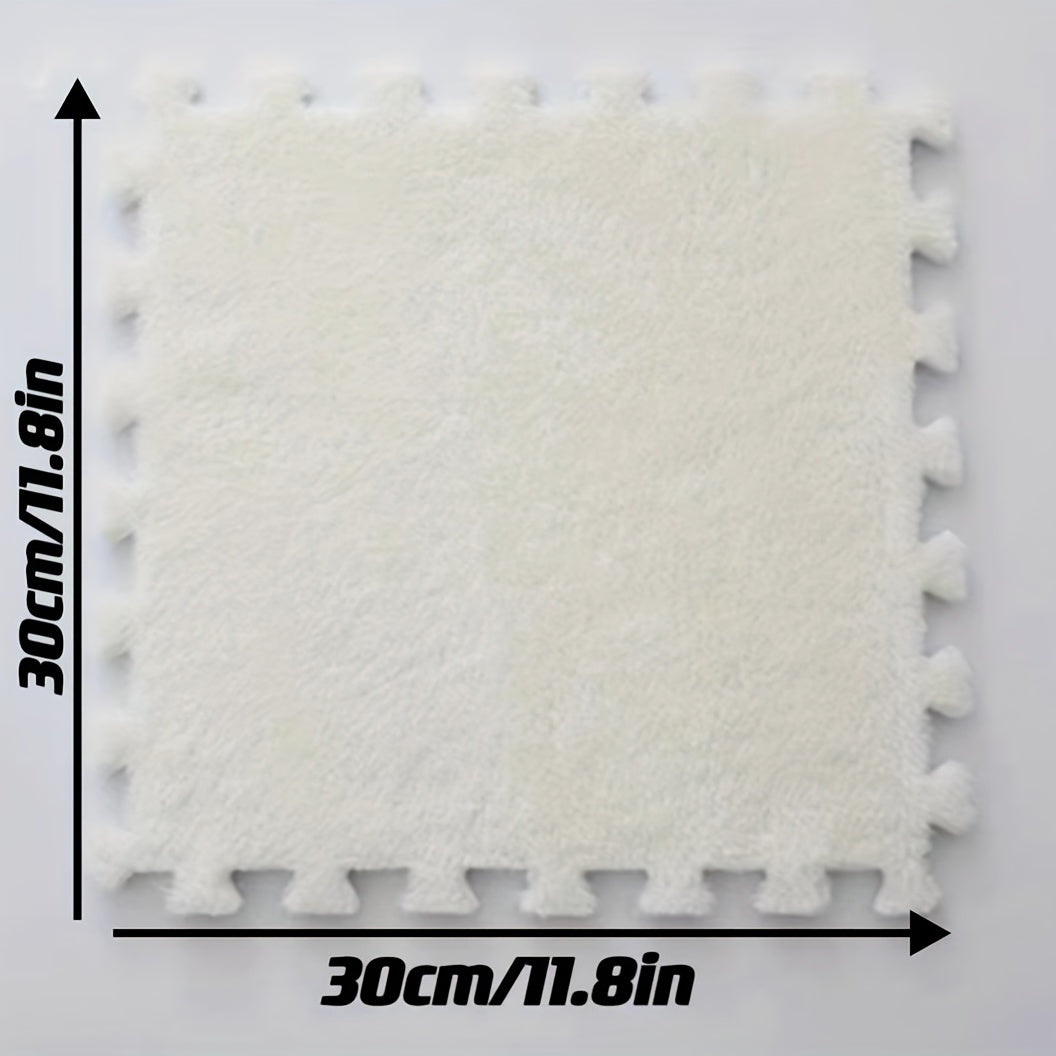 10pcs Anti Slip Plush Puzzle Foam Floor Seat Mat Interlocking Carpet Area Rug
