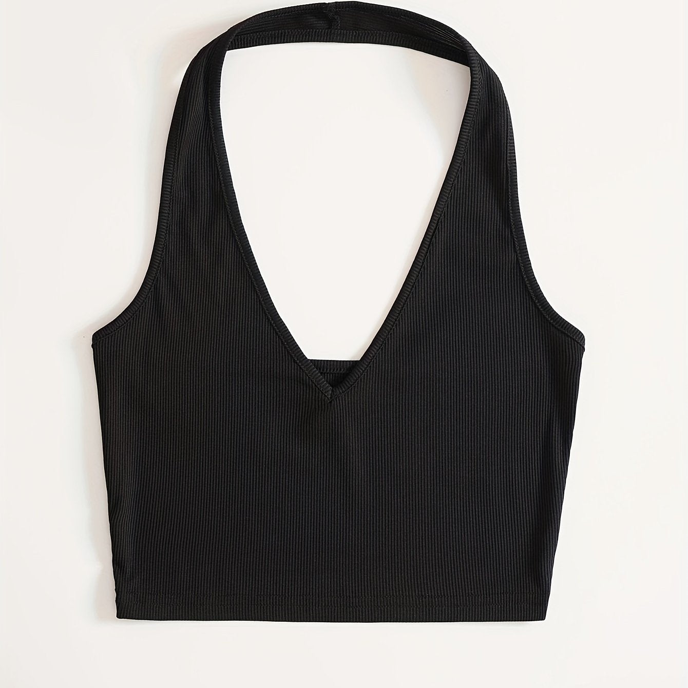 Women's Ribbed Halter Crop Top Slim Fit Tank