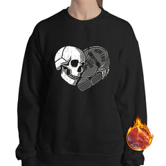 Skeleton Printed Warm Sports Sweatshirts Round Neck Casual Pullover Tops