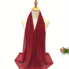 Solid Chiffon Hijab Thin Breathable Scarf Casual Shawl