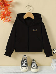Girls' Christmas Hat Graphic Hoodie with Zipper and Pockets
