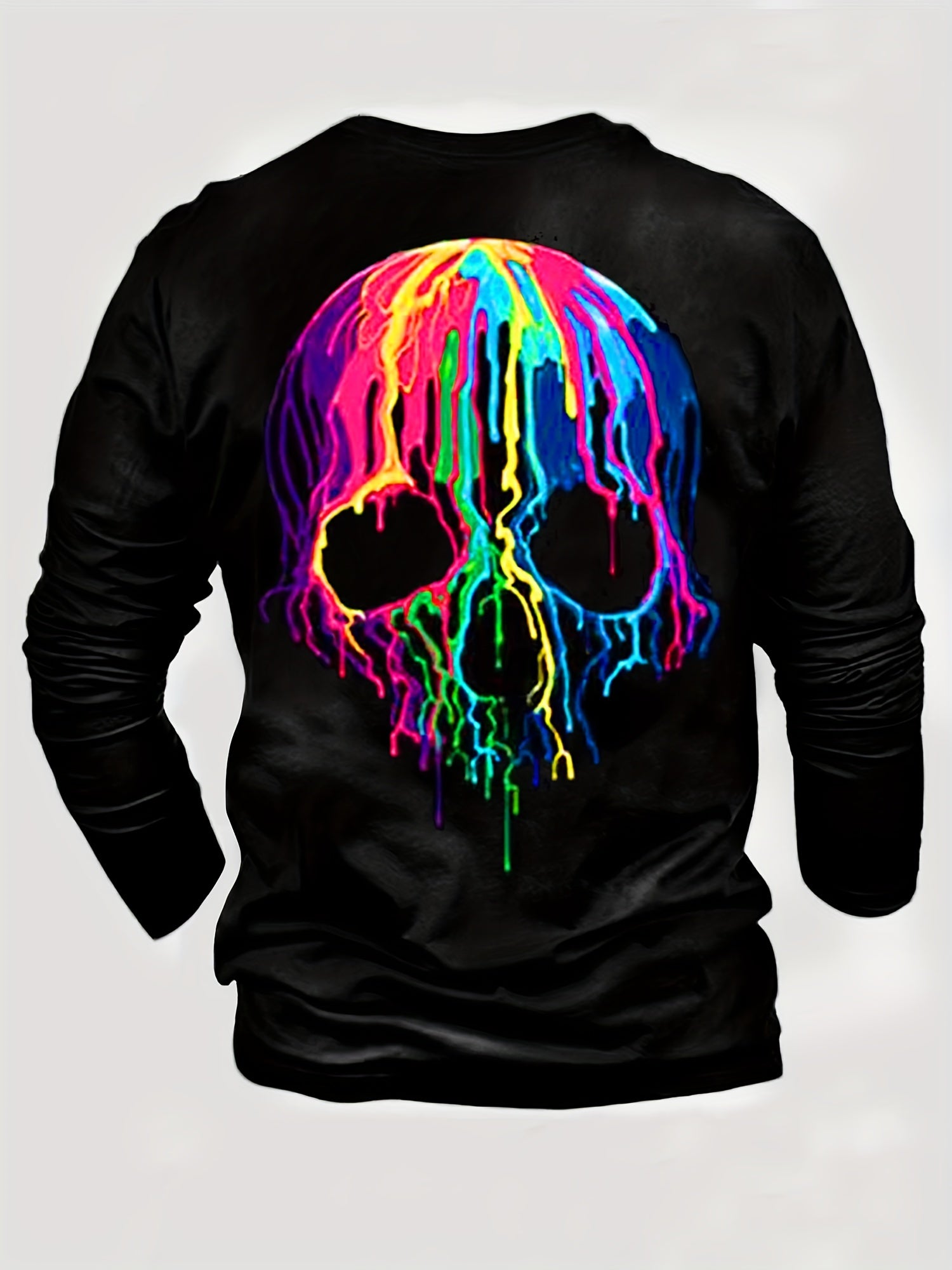 Colorful Skull Print Men's Graphic Round Neck T shirt Pullover