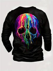 Colorful Skull Print Men's Graphic Round Neck T shirt Pullover