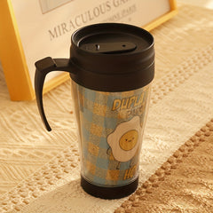 400ml Double Layer Plastic Water Cup Letter Pattern Leakproof Bottle