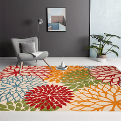 Modern Floral Machine Washable Rug Area Rugs Non Slip Colorful Throw Rug