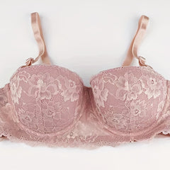 Contrast Lace Push Up Bra Comfy & Breathable Women's Lingerie