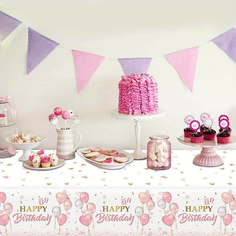 Pink Rose Golden Tablecloth Disposable Party Table Cover