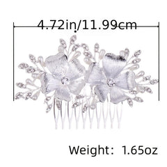 Crystal Pearl Flower Leaf Hairpin Hair Comb Clip Rhinestone Party Prom Bridal