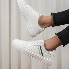 Retro Letter & Stripes Faux Leather Skate Shoes
