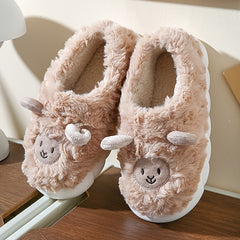 Women's Lamb Decor Slippers Plush Lined Slip On Shoes