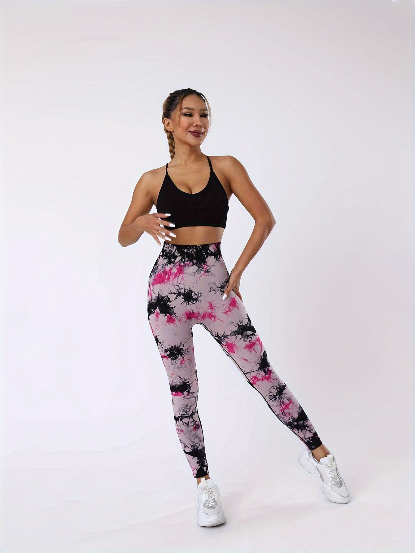 Tie Dye Seamless Sports Leggings High Waist Yoga Elastic Tights