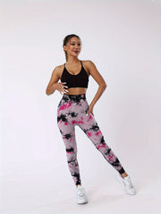 Tie Dye Seamless Sports Leggings High Waist Yoga Elastic Tights