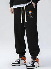 Coconut Tree Print Men's Sweatpants Casual Drawstring Jogger Pants