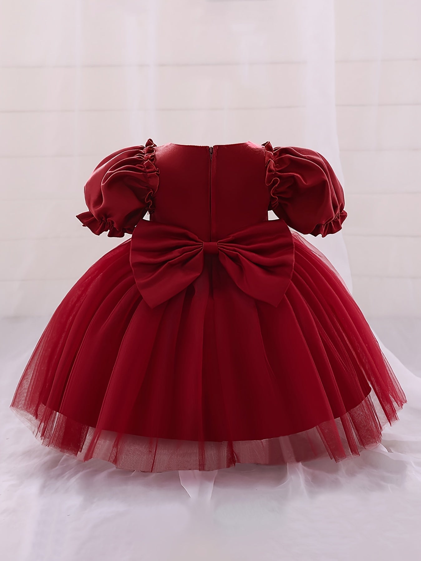 Mesh Puffy Gown Dress for Christening Wedding Flower Girl Princess