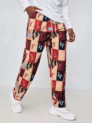 Men's Plaid Casual Pants Straight Leg Trousers