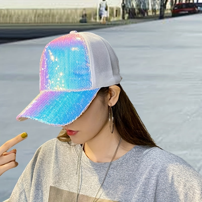 Sequin Hip Hop Baseball Cap Trucker Hat For Women