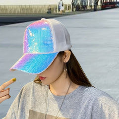 Sequin Hip Hop Baseball Cap Trucker Hat For Women