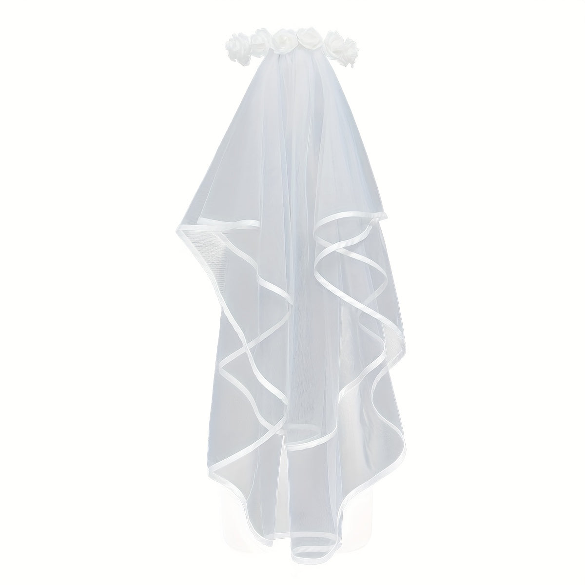 Rose Headdress Bridal Veil Hair Accessory for Banquets & Parties