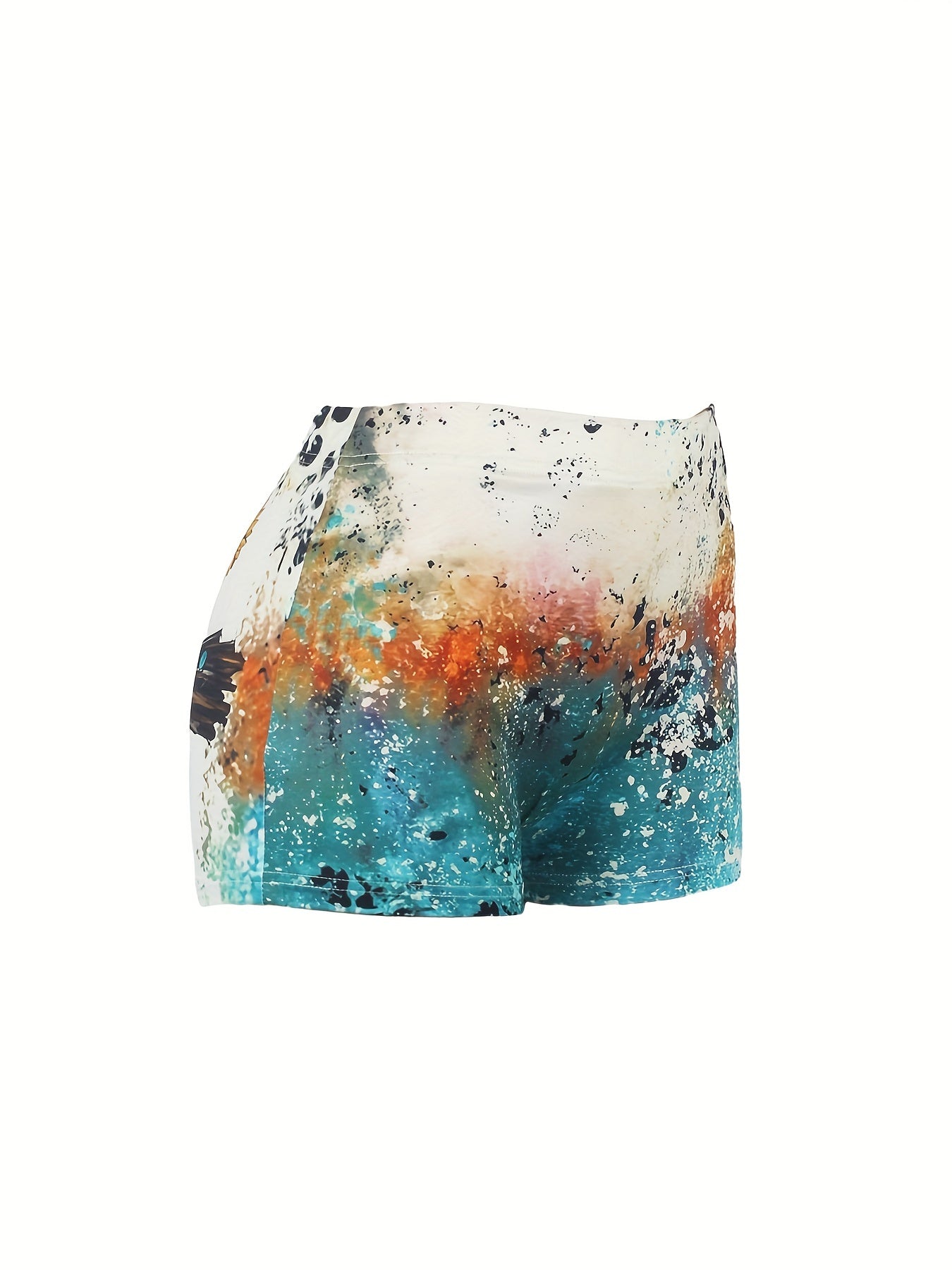 Letter & Sunflower Print Skinny Shorts for Women