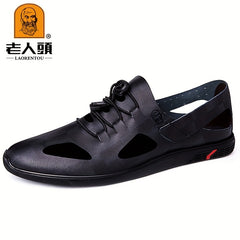 Men's Breathable Leather Sandals Slip On Outdoor Beach Spring Summer