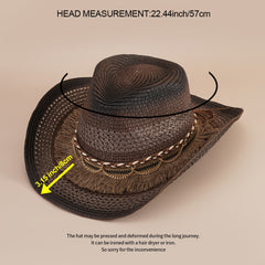 Retro Cowboy Straw Hat Beach Sunshade Hat For Travel Spring Summer