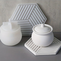 Round Candle Jar Silicone Mold with Lid DIY Home Decoration