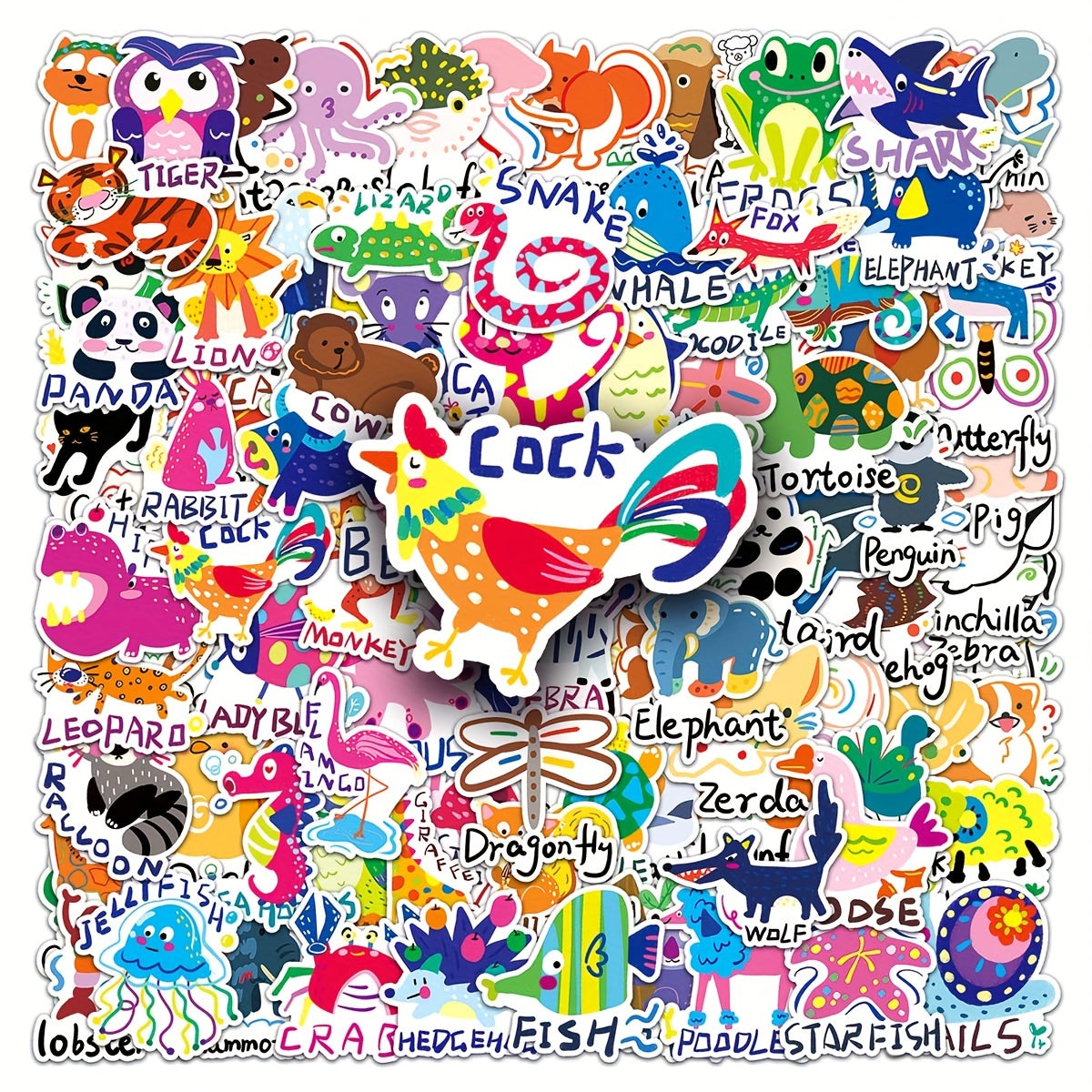 100pcs Cartoon Animal Creative Graffiti Stickers DIY Decoration