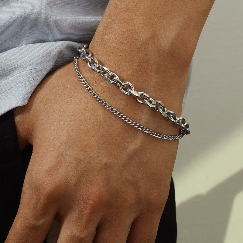 Men's Hip Hop Double Layer Chain Bracelet