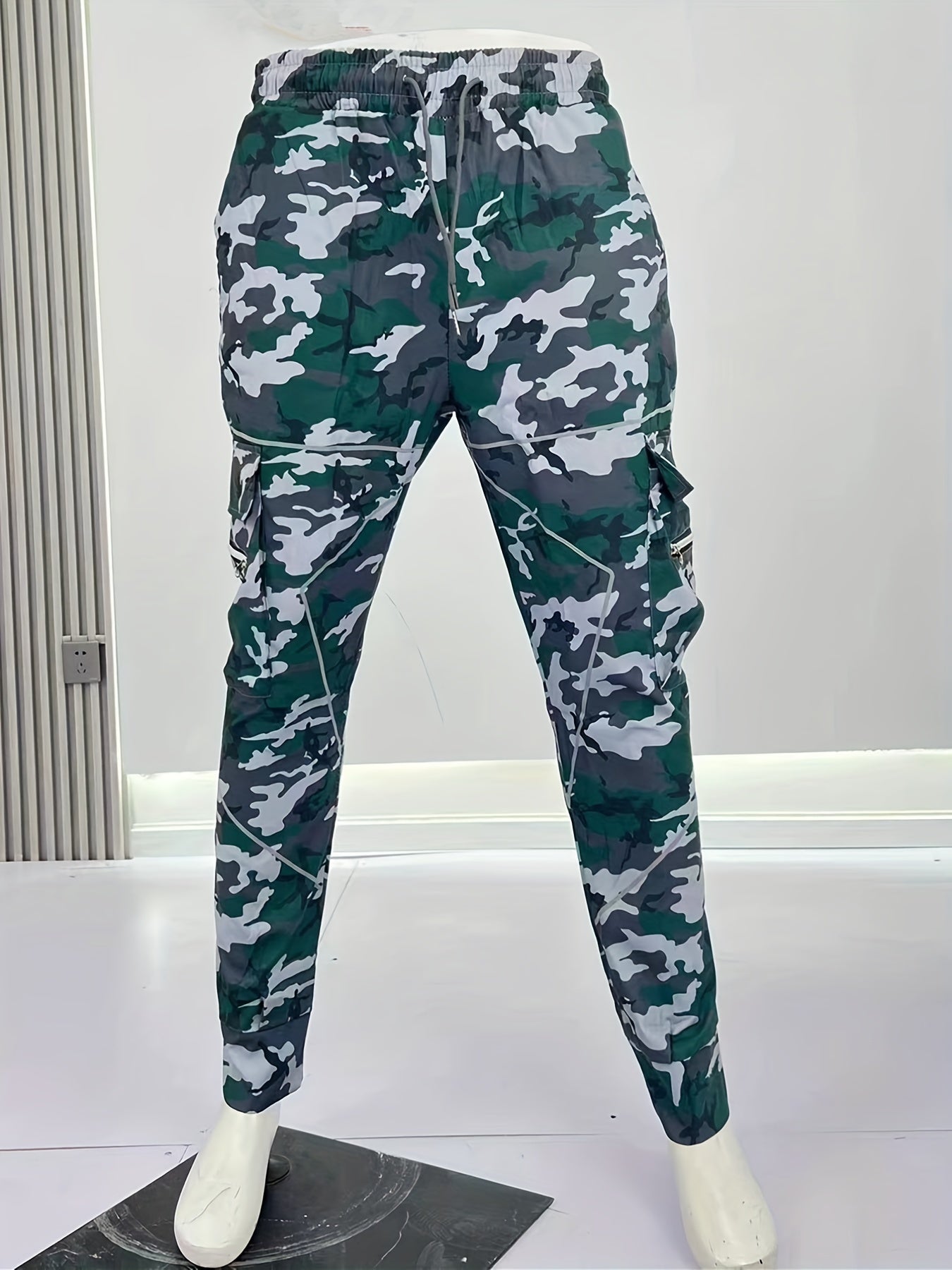 Paisley Pocket Drawstring Loose Cargo Pants Men's Casual Street Style Joggers