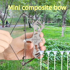 Stainless Steel Mini Bow Decompression Toy with 5 Suction Cup Arrows