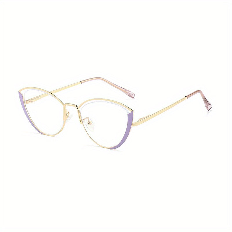Cat Eye Clear Lens Metal Frame Glasses