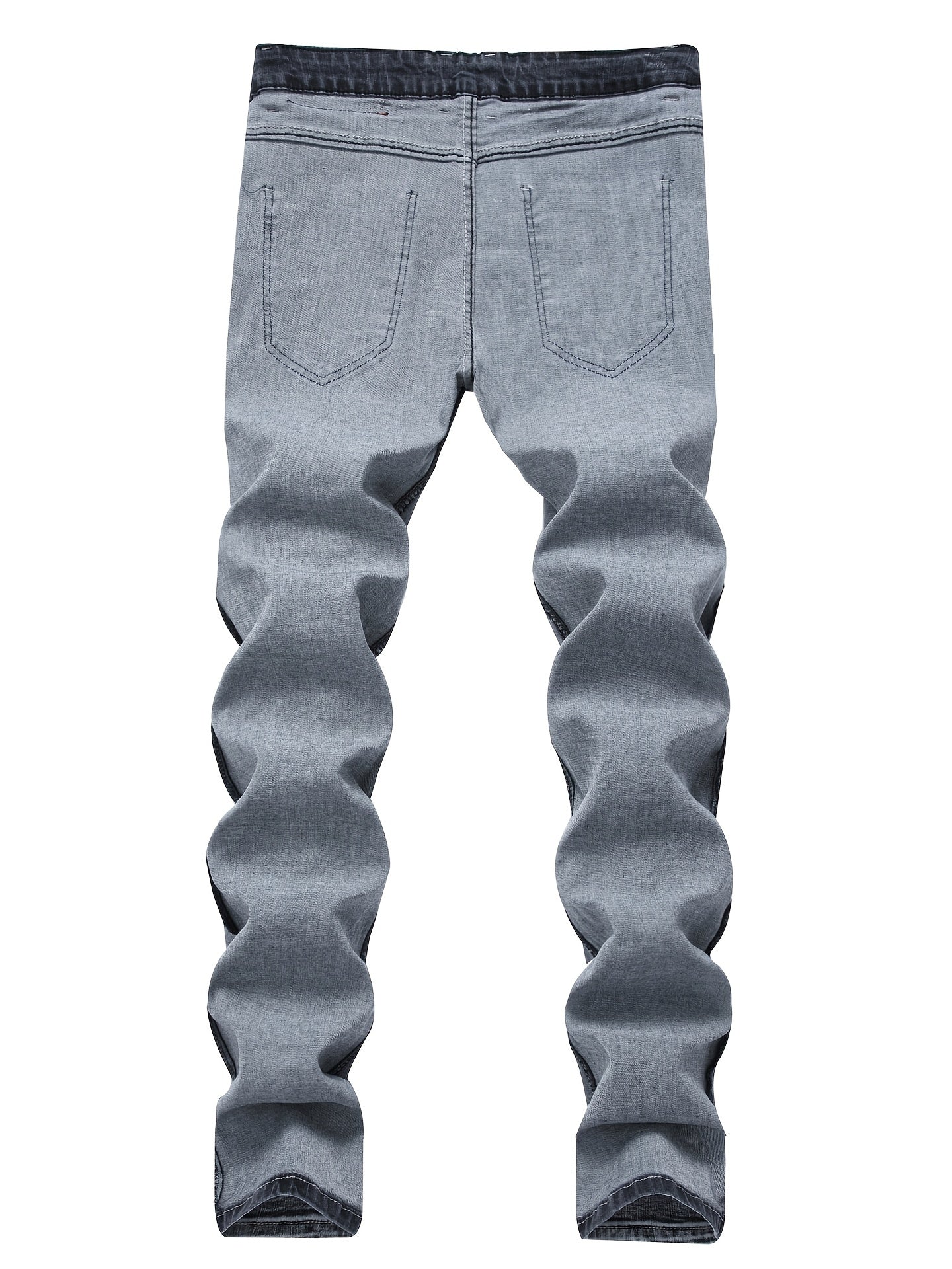 Men's Slim Grey Jeans Youth Stretch Trousers