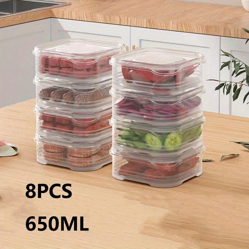 4pcs Clear Food Storage Box With Locking Lid Sealed Storage Baskets