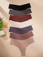 7pcs Seamless Thongs Soft & Stretchy Panties Women's Lingerie