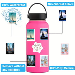60pcs Paris City Travel Stickers Gouache Style Waterproof Adventure Stickers