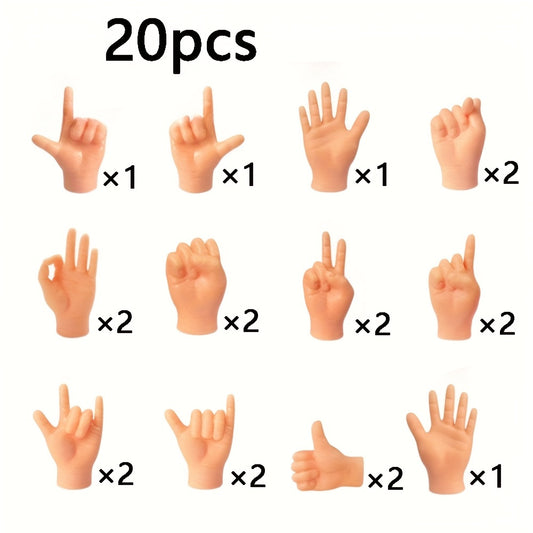 20pcs Mini Finger Hands Beige Puppet Hands for Crafts Pranks Theater Cosplay
