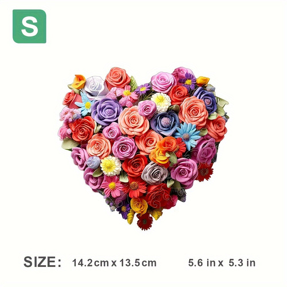 Mysterious Flower Wooden Puzzle Heart Shaped Floral High Difficulty