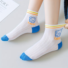 Kids Summer Breathable Cartoon Bear Socks (5 Pairs)
